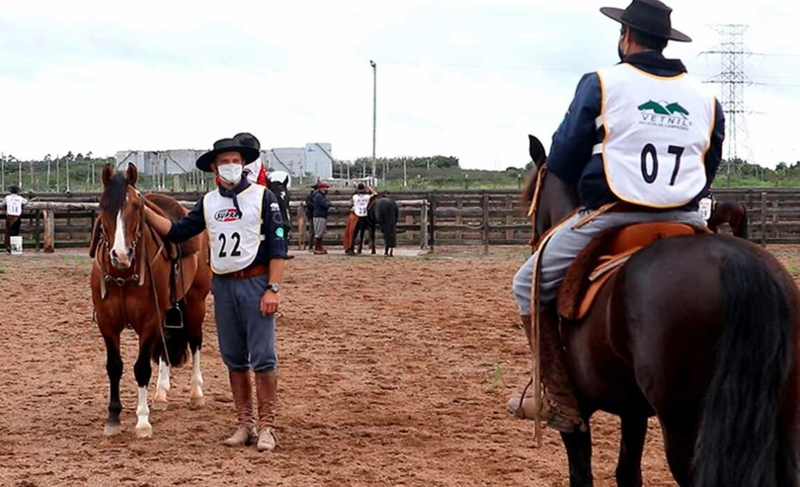 Ciclo do Freio de Ouro - cavalos com ginetes na pista de Esteio/RS