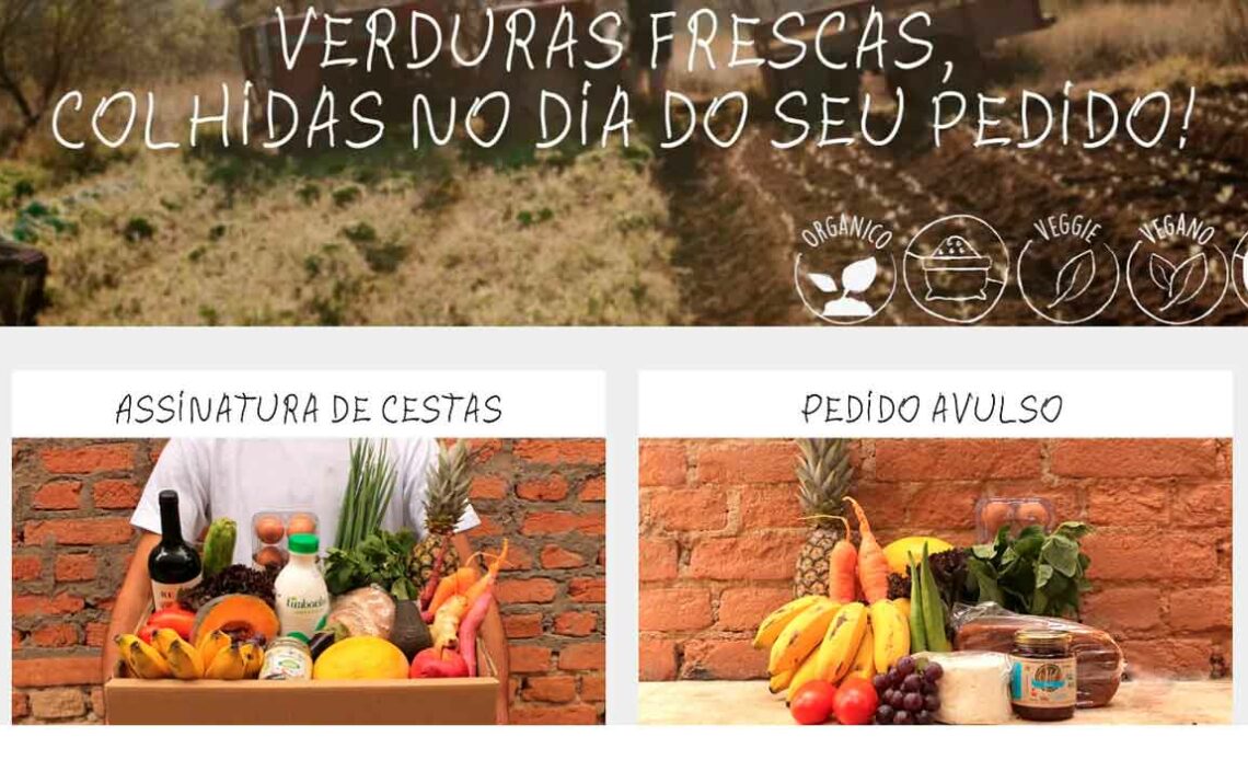 Plataforma on line - verduras frescas colhidas no dia do seu pedido