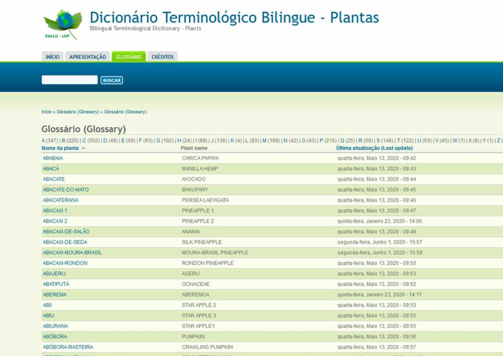 Dicionário de Plantas Bilingue da Eslaq