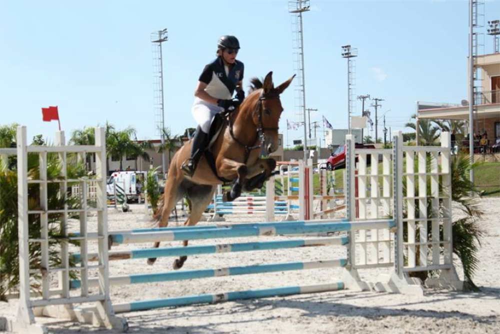 Mula Marota montada por Claudia Leschonski, campeã de hipismo rural na categoria masters, no campeonato ABHIR em 2017