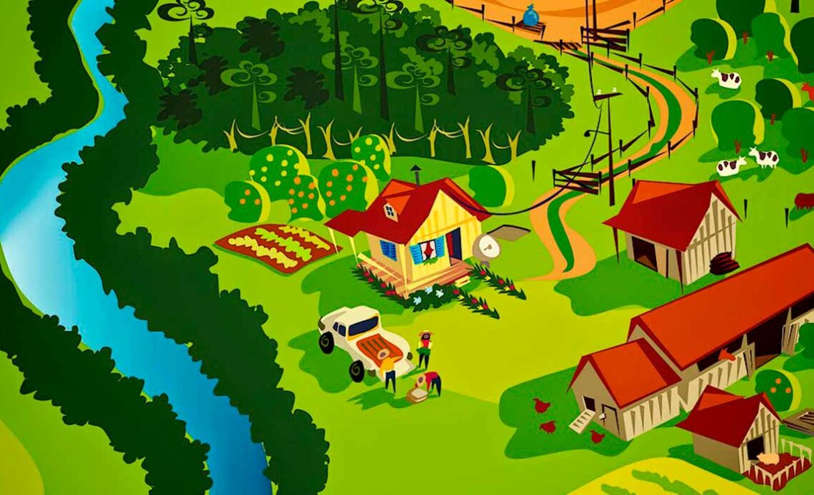 Ilustração de propriedade rural