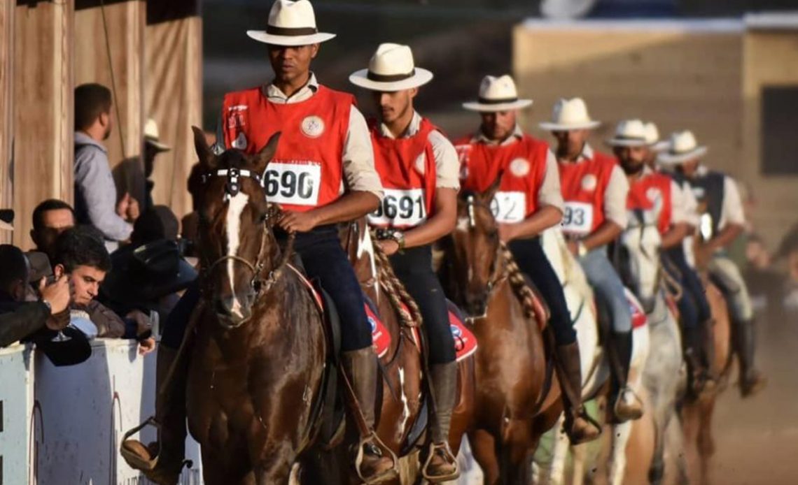 Cavalos se apresentando na Expo do Mangalarga Marchador