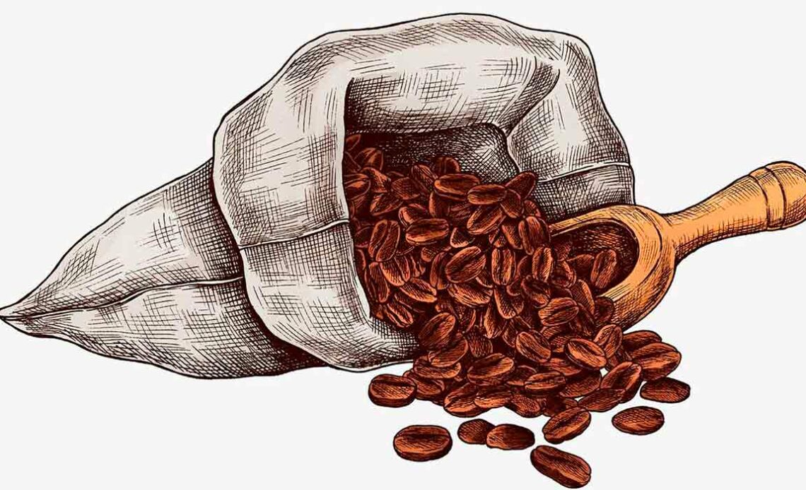 Ilustração de saca de café com dosador