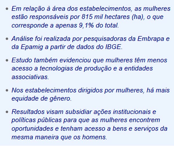 Destaque do resumo da pesquisa da Embrapa/Epamig