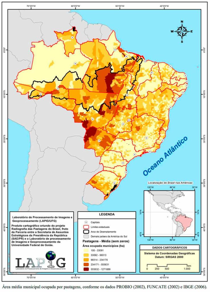 Mapa de pastagem do Brasil Lapig