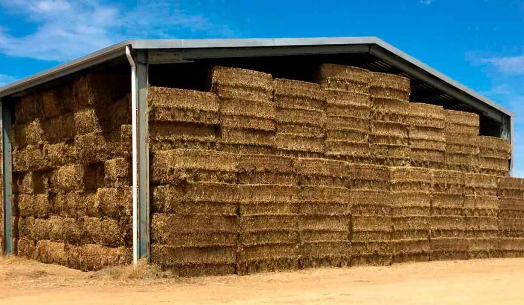 Galpão de armazenamento de fardos de feno