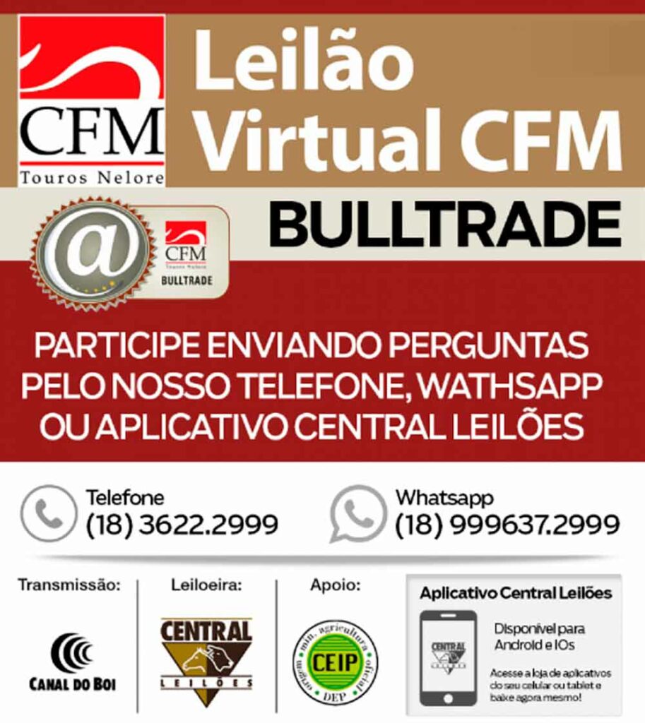 Chamada para o Leilão Virtual CFM Bulltrade 2021