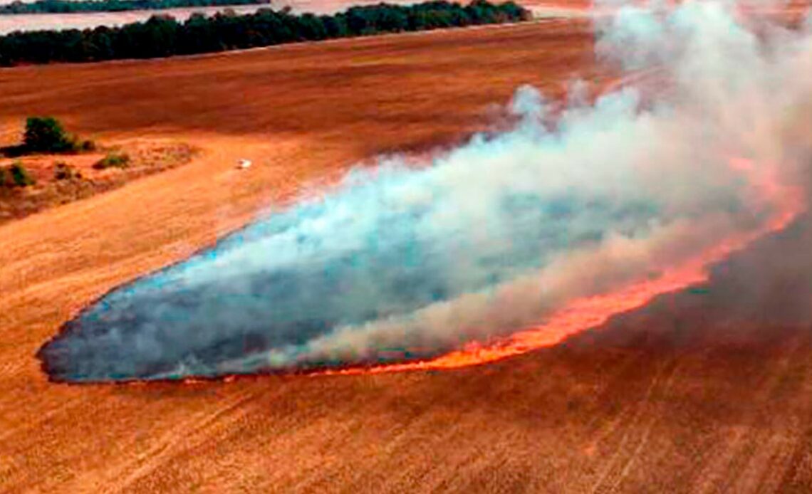 Área agricultável sendo queimada