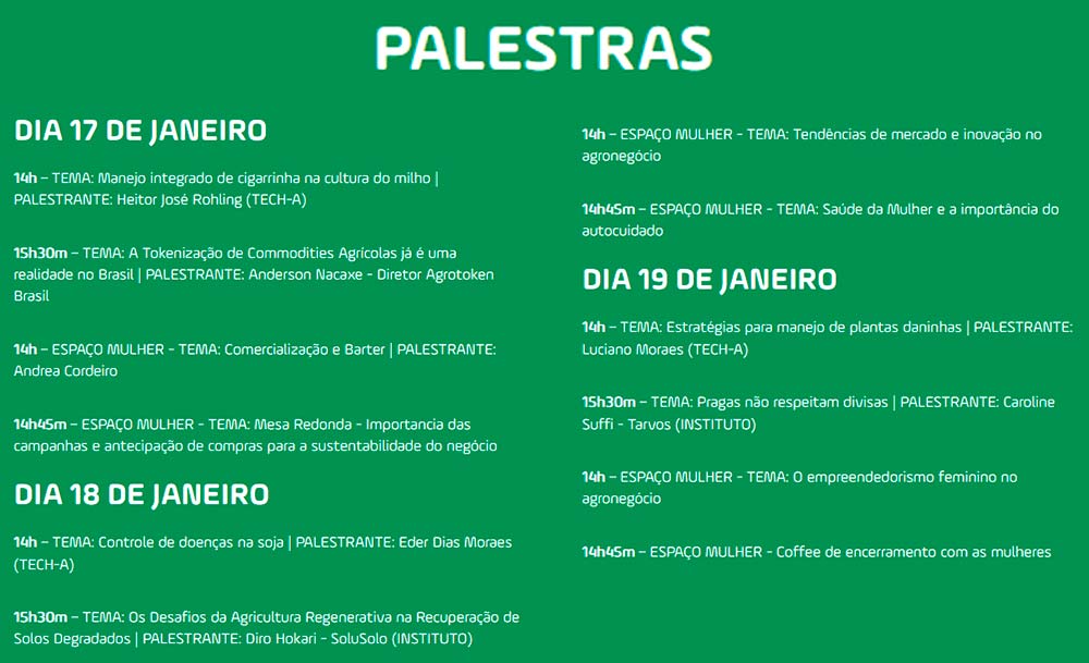 Programação de palestras