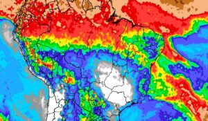 Mapa meteorológico sobre o Brasil