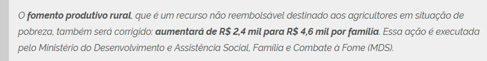 Destaque do Fomento Produtivo Rural