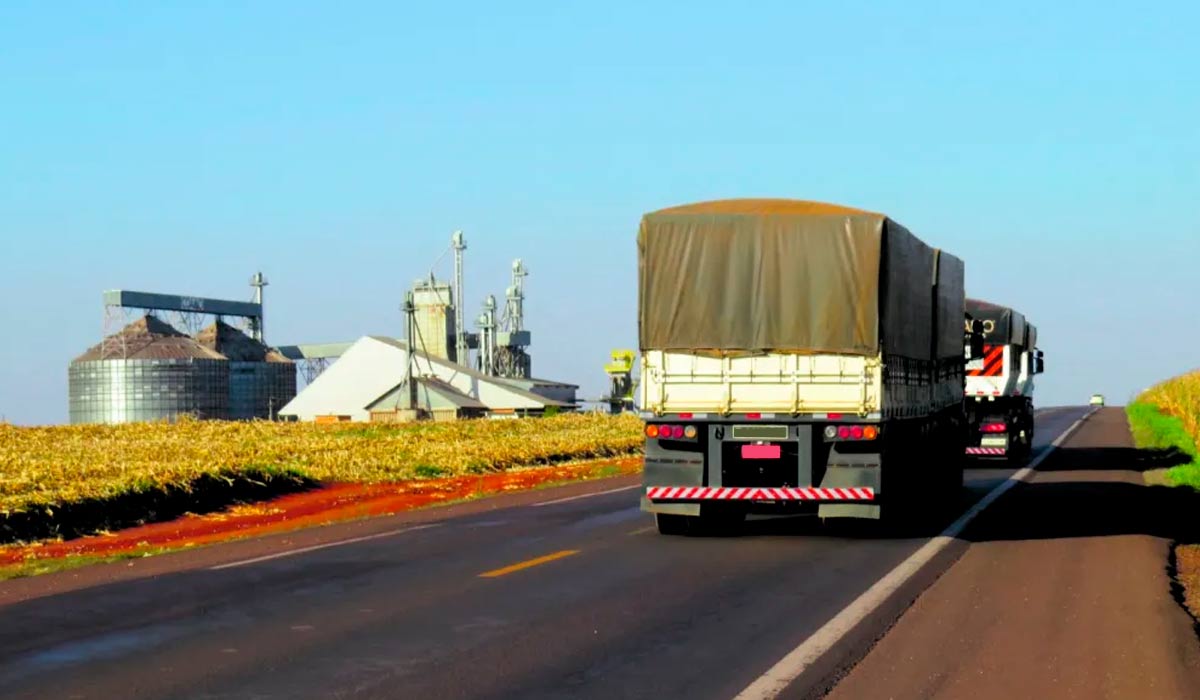 No Brasil, o modal rodoviário para escoamento de soja e milho representa 38% do transporte, enquanto nos EUA este percentual fica em 14%