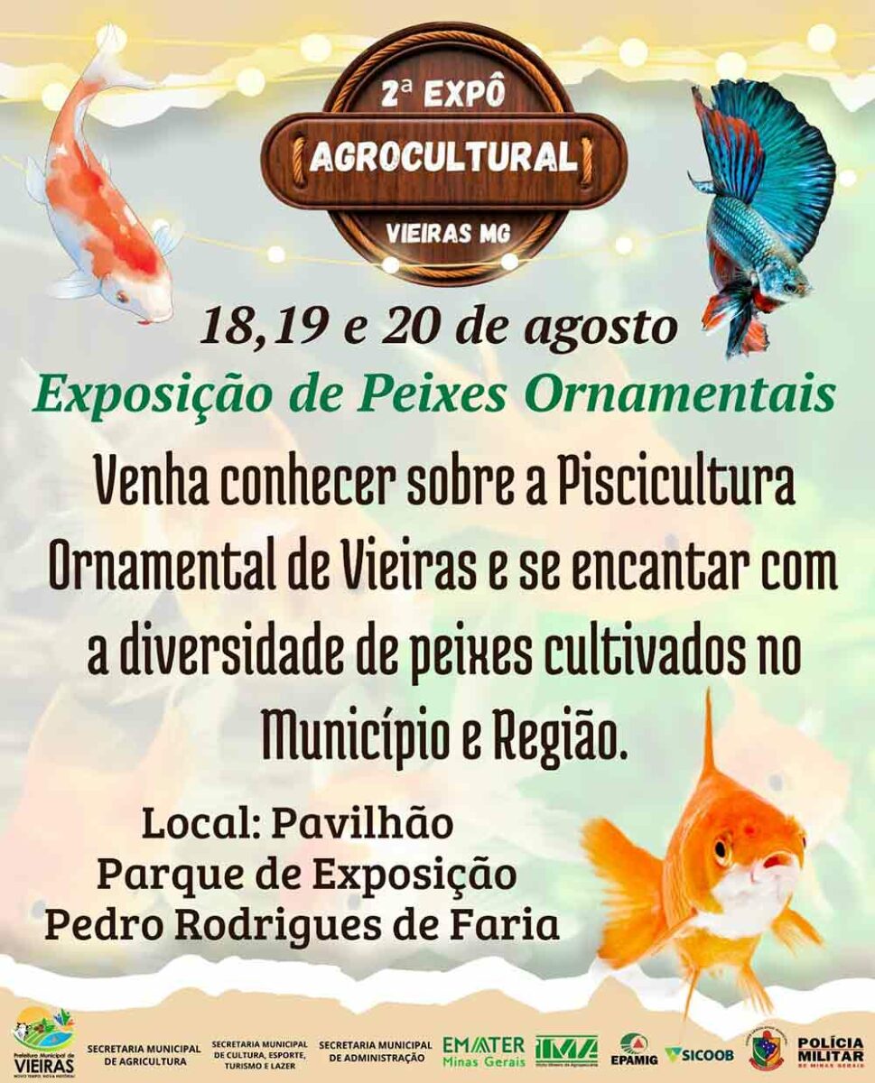 Chamada para a 1ª Exposição de Peixes Ornamentais de Vieiras