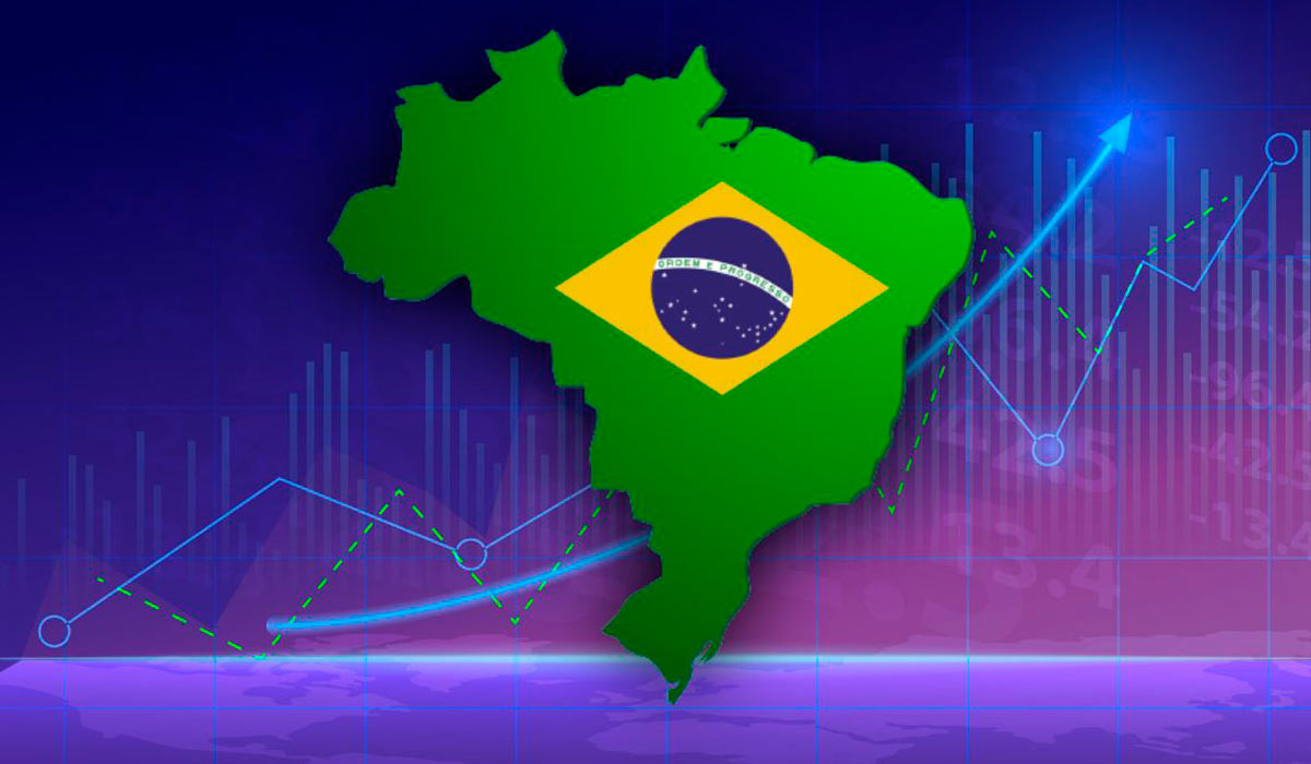 Gráfico em ascendência com o mapa do Brasil em destaque