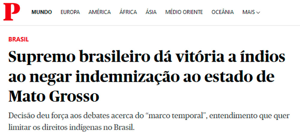 Manchete do jornal português O Público