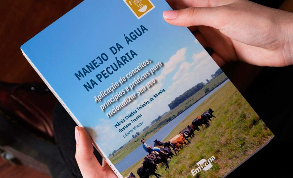 Capa do livro "Manejo da água na pecuária – Aplicação de conceitos, princípios e práticas para racionalizar seu uso - Embrapa"