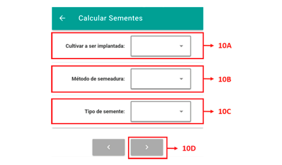 Quadro de inserção dos valores para a taxa de semeadura desejada