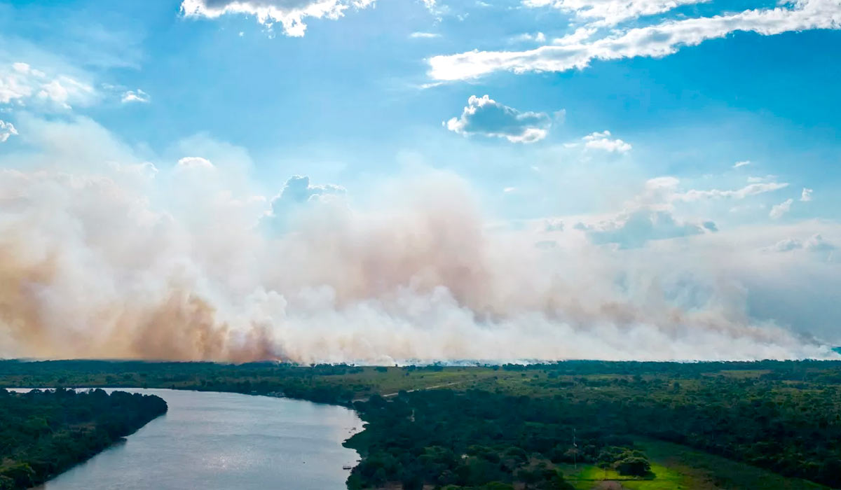 Incêndio em Porto Jofre/MT - Foto: Rogério Florentino - Metsul Meteorologia