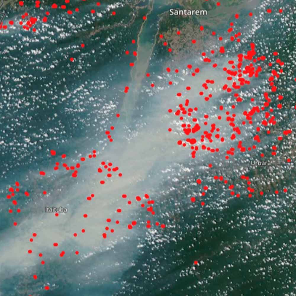 Proximidades de Santarém/PA as 14:39 - Fonte: Worldview NASA