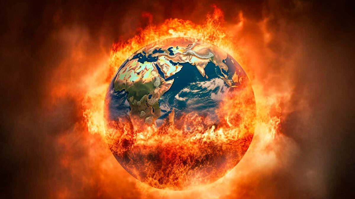 Planeta Terra em chamas
