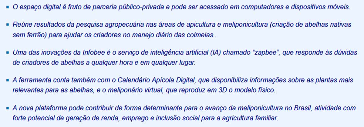 Resumo da plataforma Infobee