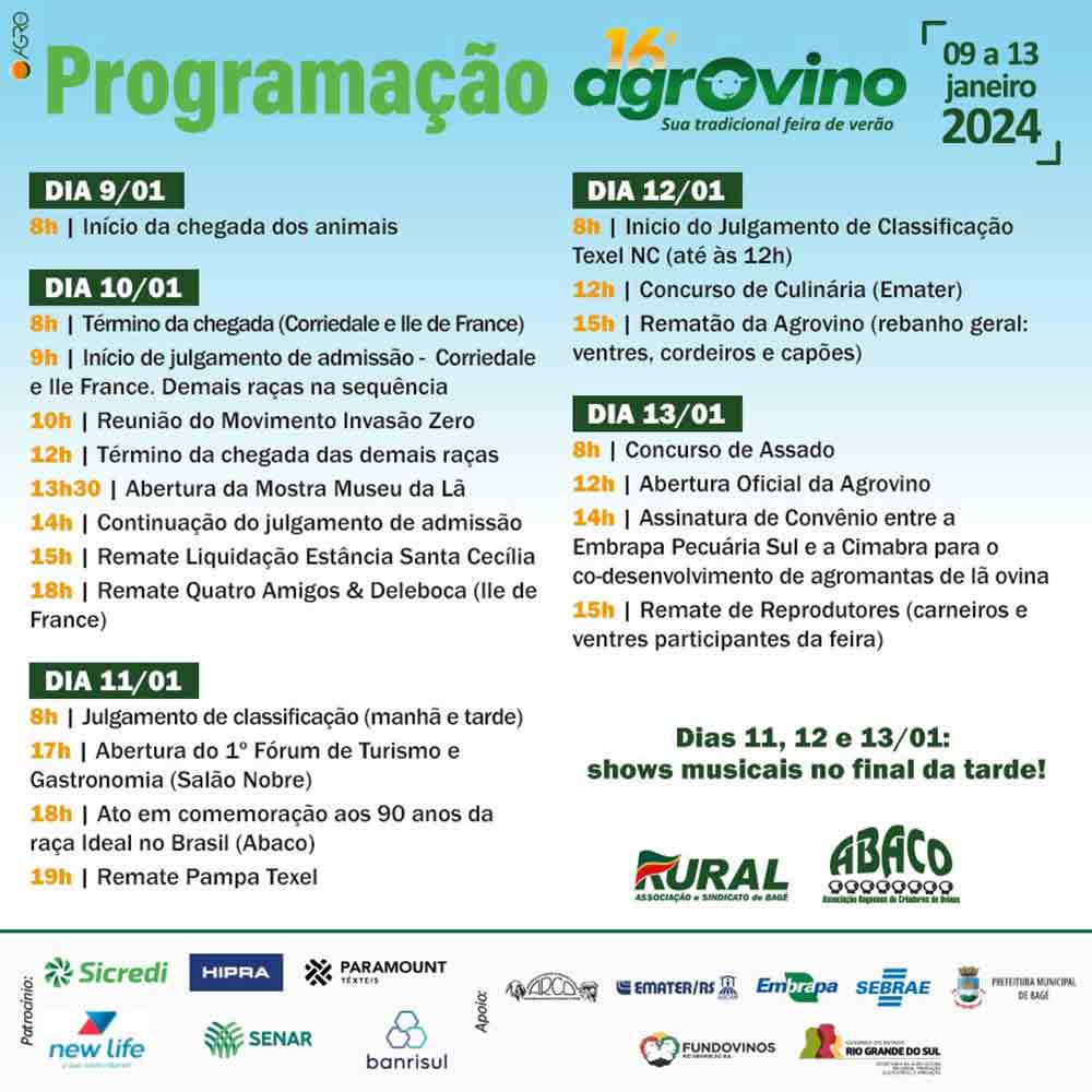 Programação da Agrovino 2024