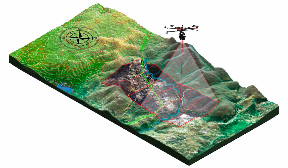 Drone em levantamento topográfico