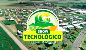 Logo e vista aérea da do Show Tecnológico Copercampos