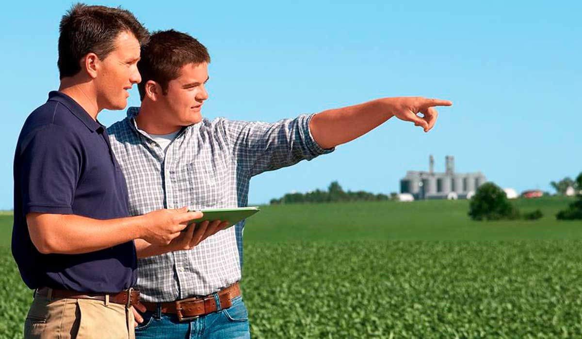 Profissionais acompanhando trabalho de campo na fazenda