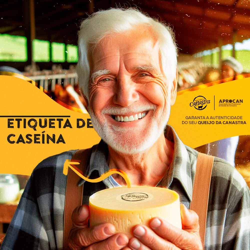 Queijo Canastra com etiqueta de caseína