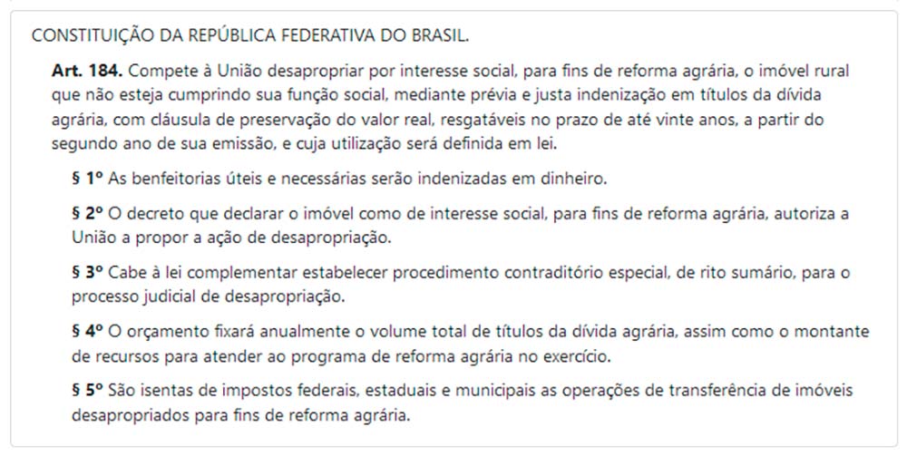 Artigo 184 da Constituição Federal