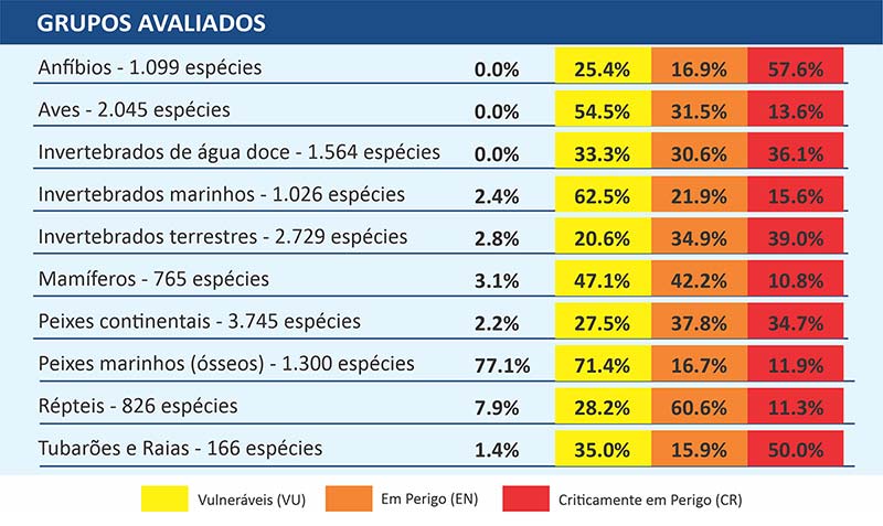 Grupos avaliados - Fonte: Plataforma SALVE (ICMBio)