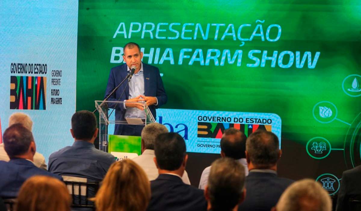 Secretário de Agricultura da Bahia, Wallison Oliveira Torres durante o lançamento da Bahia Farm Show 2025 anunciando a mudança do nome da feira a partir do ano que vem - Foto: Thuane Maria/GOVBA Secretário de Agricultura da Bahia, Wallison Oliveira Torres durante o lançamento da Bahia Farm Show 2025 anunciando a mudança do nome da feira a partir do ano que vem - Foto: Thuane Maria/GOVBA
