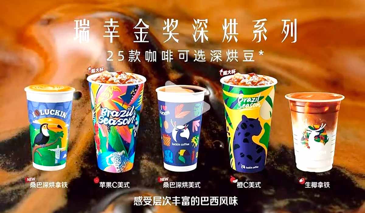 Luckin Coffe inicia campanha nacional em suas unidades espalhadas pelo país com venda estimada em 400 milhões de copos com a marca "Café do Brasil"