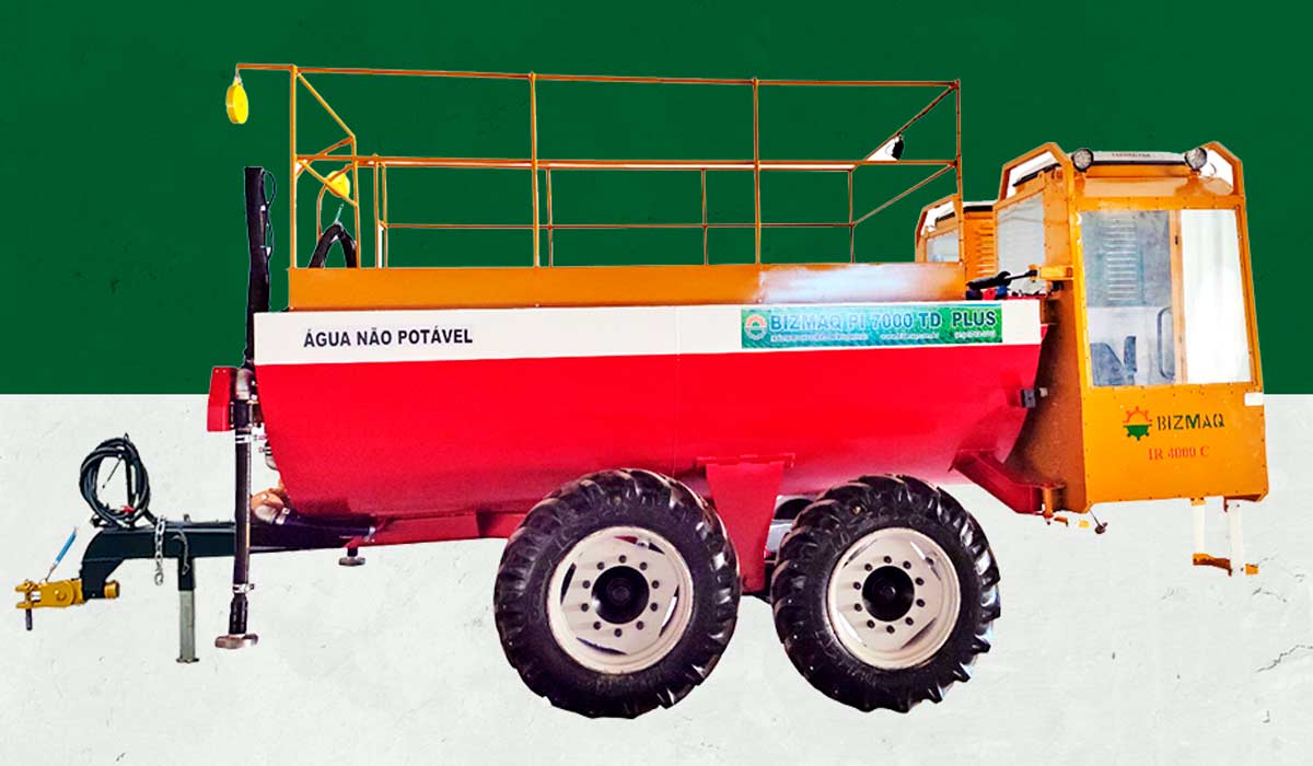 O irrigador para ser tracionado por trator O irrigador para ser tracionado por trator