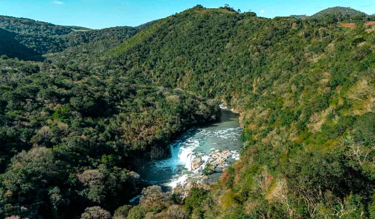 Perau de Janeiro, em Arvorezinha (RS), o Rio Forqueta habitat do sapinho-admirável - Foto: Thamys Trindade Perau de Janeiro, em Arvorezinha (RS), o Rio Forqueta habitat do sapinho-admirável - Foto: Thamys Trindade
