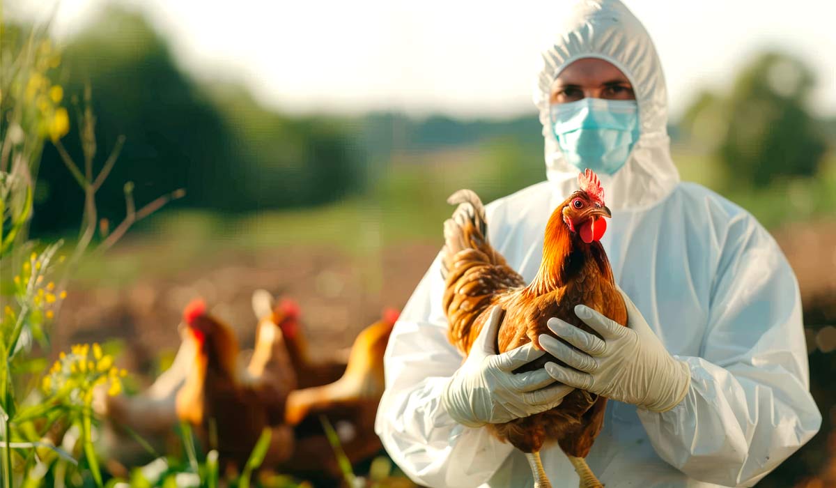 Técnicos atuam para conter o foco de gripe aviária em Acorizal, MT