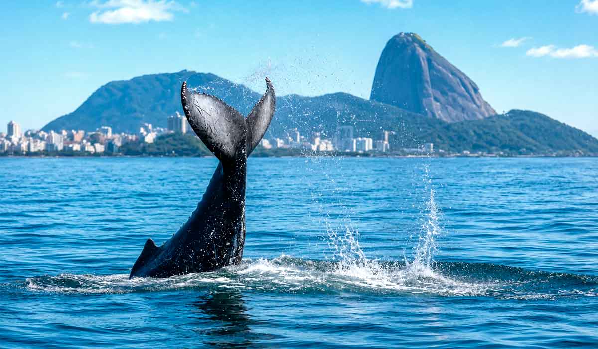 Guia orienta o avistamento de baleias-jubarte que cruzam o litoral carioca durante a migração anual