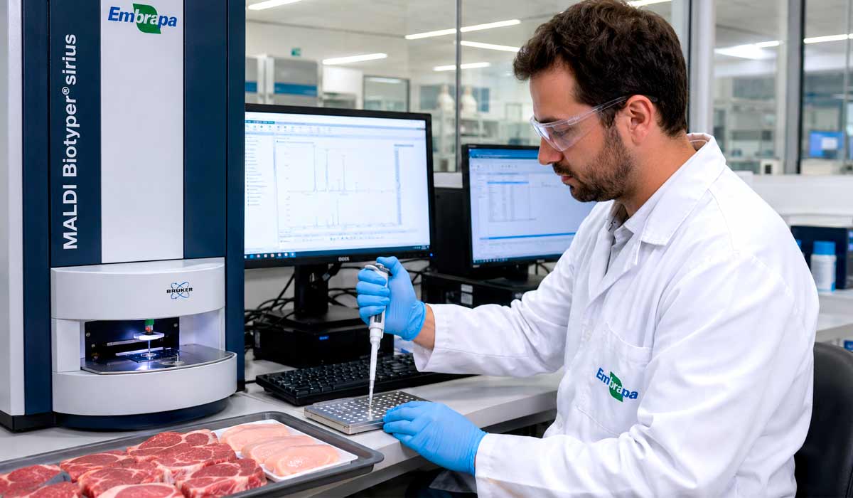 Equipamento MALDI-TOF amplia precisão das análises laboratoriais de identificação de tipos de carnes, em pesquisa que reuniu Embrapa, UFMS e Unesp Equipamento MALDI-TOF amplia precisão das análises laboratoriais de identificação de tipos de carnes, em pesquisa que reuniu Embrapa, UFMS e Unesp
