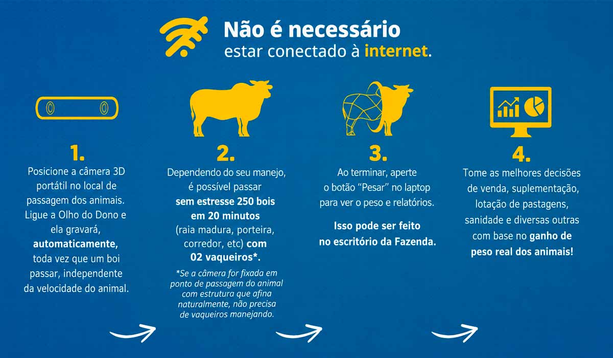 O funcionamento da tecnologia de inteligência artificial com câmeras 3D que realiza pesagem dos bovinos diretamente no pasto, reduzindo o manejo e melhorando o bem-estar animal O funcionamento da tecnologia de inteligência artificial com câmeras 3D que realiza pesagem dos bovinos diretamente no pasto, reduzindo o manejo e melhorando o bem-estar animal