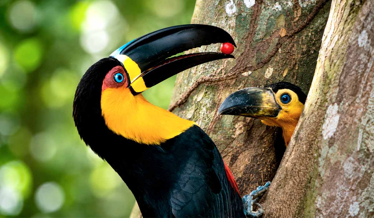 Espécie frugívora, a reintrodução do tucano-de-bico-preto contribui para a regeneração florestal concluiu o estudo conduzido por pesquisadores da UFRJ Espécie frugívora, a reintrodução do tucano-de-bico-preto contribui para a regeneração florestal concluiu o estudo conduzido por pesquisadores da UFRJ