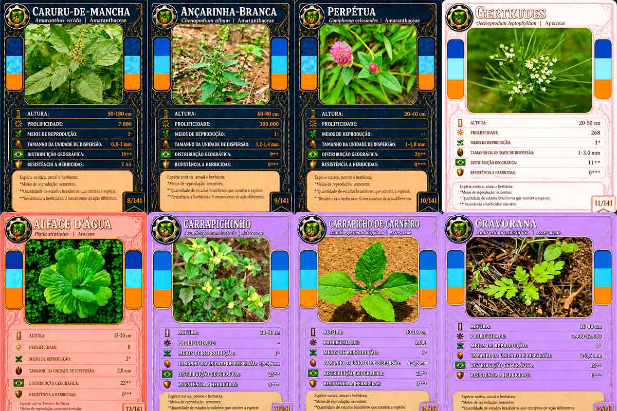 Cartas didáticas reúnem informações sobre espécies infestantes brasileiras facilitando a identificação correta e orientando sobre o manejo sustentável Cartas didáticas reúnem informações sobre espécies infestantes brasileiras facilitando a identificação correta e orientando sobre o manejo sustentável