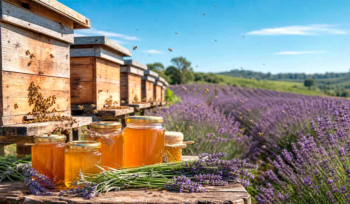 Colmeias às margens de campos de lavanda: integração entre apicultura e lavandicultura gera renda adicional Colmeias às margens de campos de lavanda: integração entre apicultura e lavandicultura gera renda adicional