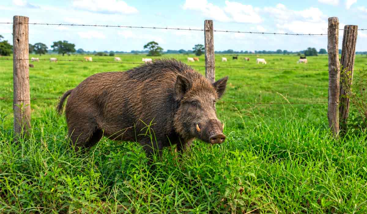 Na porteira da fazenda, o javali reforça o alerta sanitário: a espécie pode circular doenças de alto impacto para a suinocultura e cercas reforçadas não bastam, exigindo ação coordenada entre vizinhos e estados Na porteira da fazenda, o javali reforça o alerta sanitário: a espécie pode circular doenças de alto impacto para a suinocultura e cercas reforçadas não bastam, exigindo ação coordenada entre vizinhos e estados