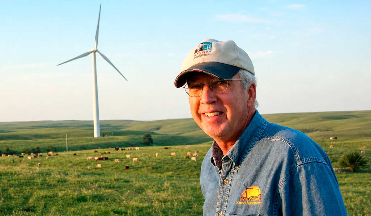 Nas colinas de Flint, no Kansas, o fazendeiro Pete Ferrell instalou as turbinas eólicas. Enquanto os vizinhos escolheram por contemplar a pradaria intocada, ele optou por investir em um recurso energético sustentável e abundante na região