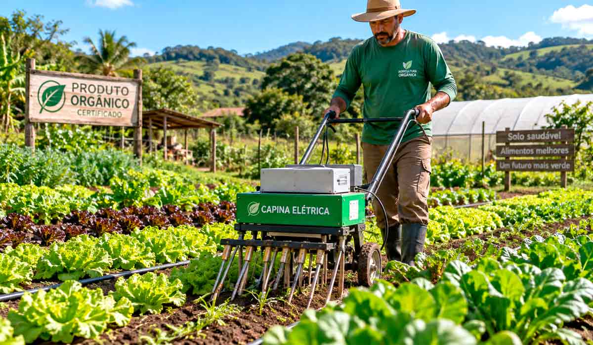 Sistema orgânico de produção adota capina elétrica, tecnologia que dispensa agroquímicos e mantém o controle de plantas daninhas sem comprometer a certificação da lavoura Sistema orgânico de produção adota capina elétrica, tecnologia que dispensa agroquímicos e mantém o controle de plantas daninhas sem comprometer a certificação da lavoura