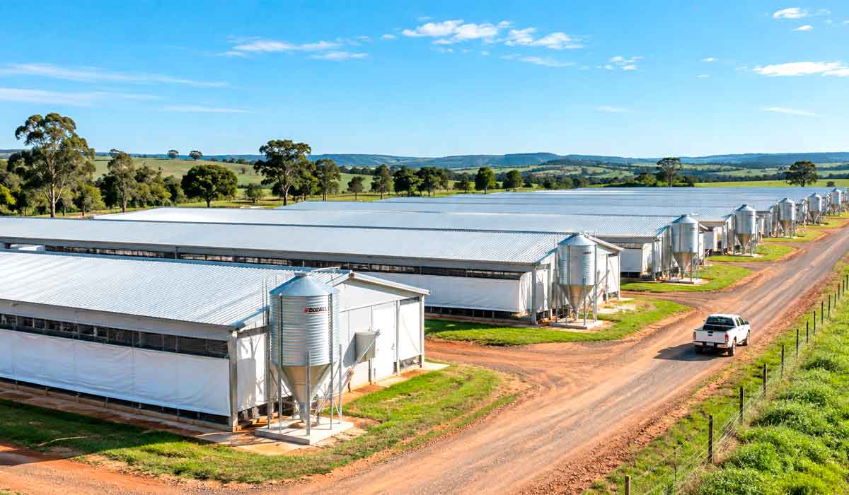 Galpões modernos de produção animal se multiplicam no campo, estruturas essenciais para a expansão da avicultura e da suinocultura Galpões modernos de produção animal se multiplicam no campo, estruturas essenciais para a expansão da avicultura e da suinocultura