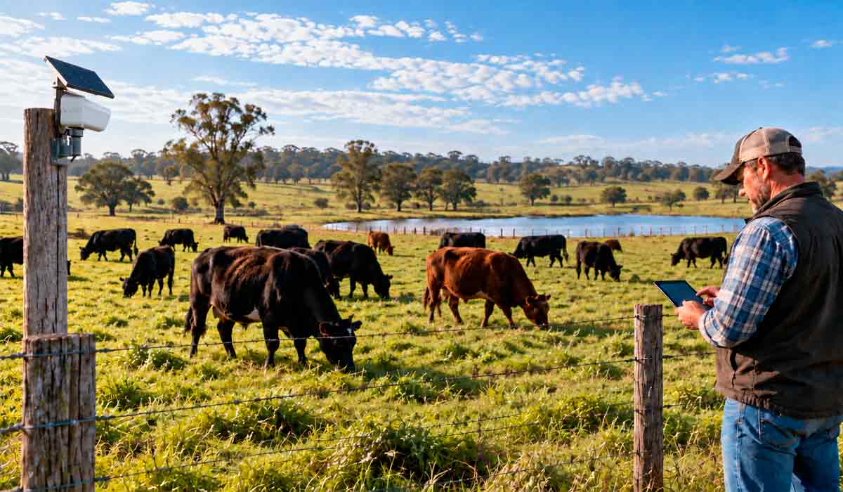 Bovinos monitorados por câmeras e sensores em sistema de pecuária de precisão, ferramenta que detecta mudanças de comportamento e alerta o manejo Bovinos monitorados por câmeras e sensores em sistema de pecuária de precisão, ferramenta que detecta mudanças de comportamento e alerta o manejo
