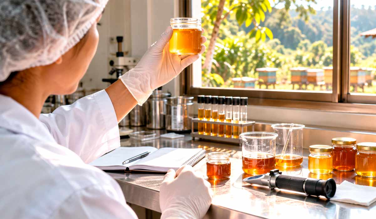 Análises de qualidade do mel de abelhas nativas em laboratório agroindustrial, etapa essencial para atender às exigências da inspeção federal que garante segurança alimentar e rastreabilidade da cadeia produtiva certificada Análises de qualidade do mel de abelhas nativas em laboratório agroindustrial, etapa essencial para atender às exigências da inspeção federal que garante segurança alimentar e rastreabilidade da cadeia produtiva certificada