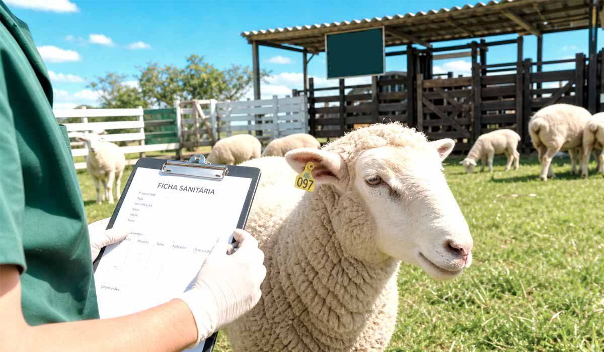 Ovinos em área de manejo bem estruturada: rastreabilidade e supervisão veterinária são a base da comprovação de sanidade exigida pelo mercado externo